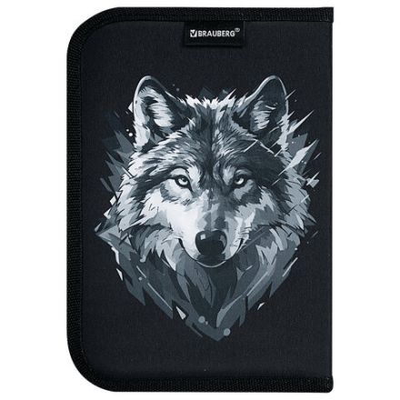 Пенал BRAUBERG, 1 отделение, полиэстер, 21х14 см, "Gray wolf", 273520