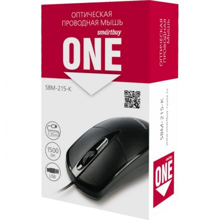 Мышь компьютерная Smartbuy ONE 215-K проводная черная (SBM-215-K)/100