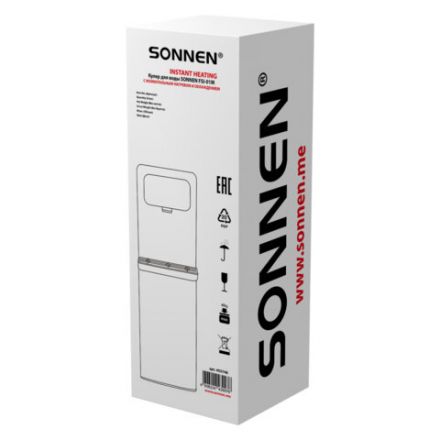 Кулер для воды с мгновенным нагревом SONNEN FSI-01M, 16 л/ч, охлаждение, НИЖНЯЯ ЗАГРУЗКА, сенсорное управление, выбор температуры, 455748