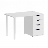 Home Office Стол письменный VR.SP-3-118.4 Белый бриллиант/Хром опоры 1180*720*750