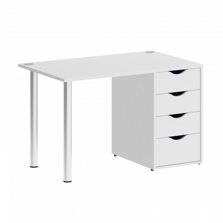 Home Office Стол письменный VR.SP-3-118.4 Белый бриллиант/Хром опоры 1180*720*750
