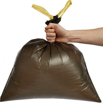 Мешки для мусора на 30 литров с завязками Гранит черные (14 мкм, в рулоне 20 штук, 50x60 см)