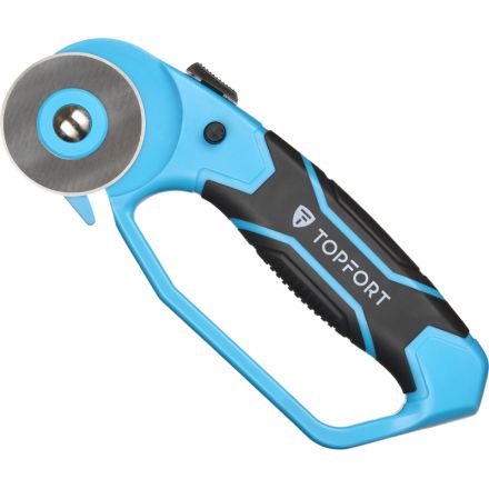 Нож раскройный TOPFORT роликовый, 45мм лезвие,ABS+TPR,гарда