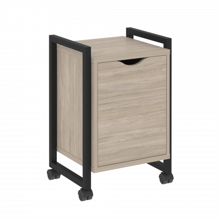 Loft Тумба на колесных опорах с распашным фасадом VR.L-T2.K Дуб аттик/Чёрный металл 500*460*767 Loft Тумба на колесных опорах с распашным фасадом VR.L-T2.K Дуб аттик/Чёрный металл 500*460*767