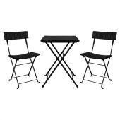 Комплект складной мебели (стол и 2 стула) NOSTRESS (НОСТРЕСС) "Wicker FS-020", металл черный, искусственный ротанг, 680061