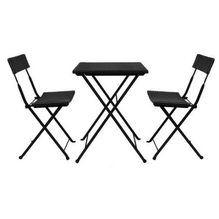 Комплект складной мебели (стол и 2 стула) NOSTRESS (НОСТРЕСС) "Wicker FS-020", металл черный, искусственный ротанг, 680061