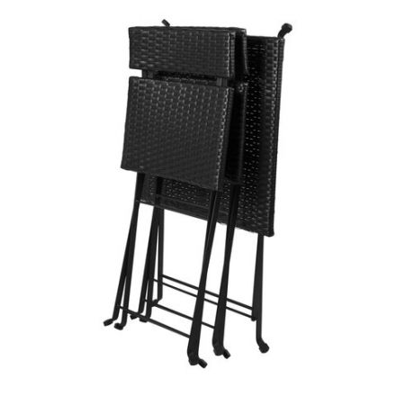 Комплект складной мебели (стол и 2 стула) NOSTRESS (НОСТРЕСС) "Wicker FS-020", металл черный, искусственный ротанг, 680061