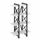 Loft Стеллаж на колесных опорах-4 полки VR.L-MST.K-4.4V Белый бриллиант/Чёрный металл 800*400*1334
