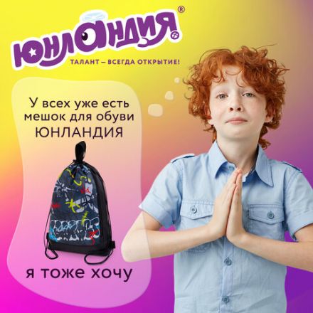 Мешок для обуви ЮНЛАНДИЯ с ручками, боковой карман на молнии, 46х36 см, "Graffiti", 272408