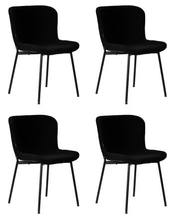 Набор 4 шт Стул обеденный DOBRIN MILO, черные ножки, черный букле (UF992-12)