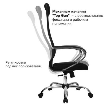 Кресло офисное МЕТТА "SU-B-8" хром, ткань-сетка, сиденье мягкое, черное