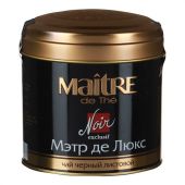 Чай листовой MAITRE "Мэтр де Люкс" черный 100 г, жестяная банка, бар165р