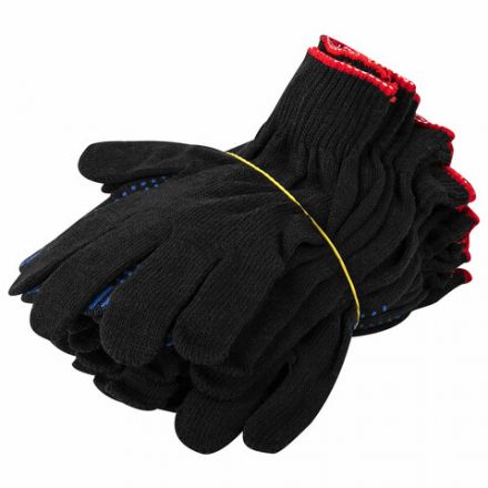 Перчатки хлопчатобумажные, КОМПЛЕКТ 100 ПАР, 10 класс, 40-42 г, 116 текс, ПВХ-точка, LAIMA ЛЮКС ЧЕРНЫЕ, 608677 Перчатки хлопчатобумажные, КОМПЛЕКТ 100 ПАР, 10 класс, 40-42 г, 116 текс, ПВХ-точка, LAIMA ЛЮКС ЧЕРНЫЕ, 608677