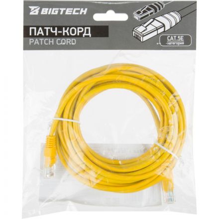 Патч-корд BigTech OPCC023 UTP CCA кат.5e/5м/литой/многожильный (желтый)