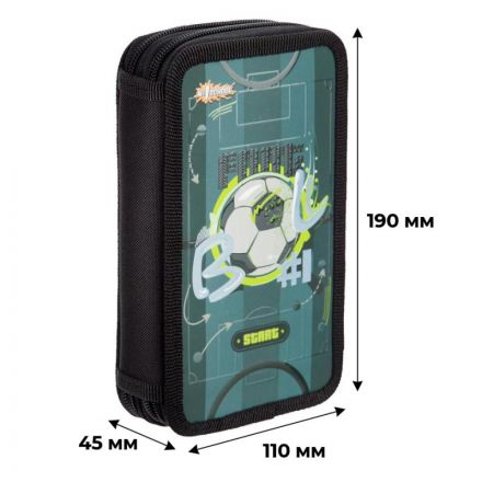 Пенал №1School Football 2 отд., ламинат, выборочный лак, 190x110 мм, ПКК 11