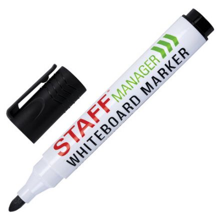 Маркеры стираемые для белой доски, НАБОР 4 ЦВЕТА, STAFF "MANAGER" WBM-300, 3 мм, с клипом, 152637