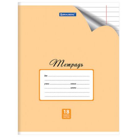 Тетрадь 18 л. BRAUBERG "ЭКО", линия, обложка картон 170 г/м2, ПАСТЕЛЬНАЯ С УГОЛКОМ, 402806