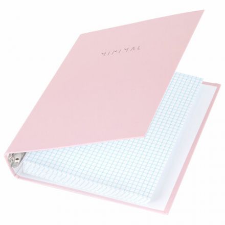 Тетрадь на кольцах А5 175х215 мм, 120 л., твердый картон, матовая ламинация, клетка, BRAUBERG "Minimal pink", 404998