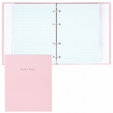 Тетрадь на кольцах А5 175х215 мм, 120 л., твердый картон, матовая ламинация, клетка, BRAUBERG "Minimal pink", 404998