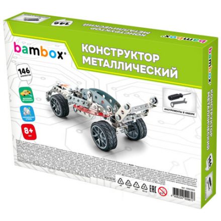 Конструктор металлический "Гоночный болид", с подвижными деталями, 146 элементов, BAMBOX, 666365