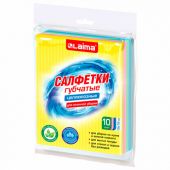 Салфетки губчатые для уборки кухни 15х18 см, ЦЕЛЛЮЛОЗНЫЕ, КОМПЛЕКТ 10 шт., цветные, LAIMA, 700269
