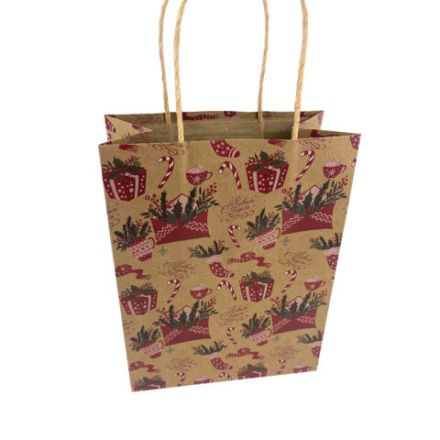 Пакет подарочный (1 штука) новогодний 18x10x23 см, "Kraft Medium", ассорти, ЗОЛОТАЯ СКАЗКА, 592124