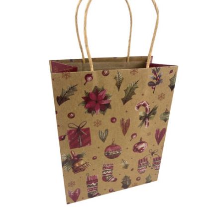 Пакет подарочный (1 штука) новогодний 18x10x23 см, "Kraft Medium", ассорти, ЗОЛОТАЯ СКАЗКА, 592124