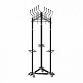 Вешалка на колесах на 15 крючков с держателем для зонтов "Гардикс-3К", металл, черная
