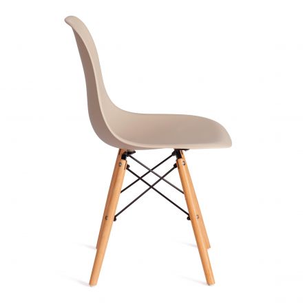 Стул CINDY (EAMES) (mod. 1801) дерево бук/металл/сиденье пластик, 45x51x82 см, Beige (Бежевый)