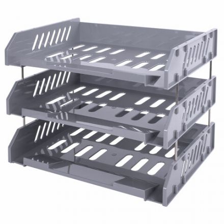 Лотки горизонтальные для бумаг, КОМПЛЕКТ 3 шт., 335х232х246 мм, серый, BRAUBERG FILE, 238108 Лотки горизонтальные для бумаг, КОМПЛЕКТ 3 шт., 335х232х246 мм, серый, BRAUBERG FILE, 238108