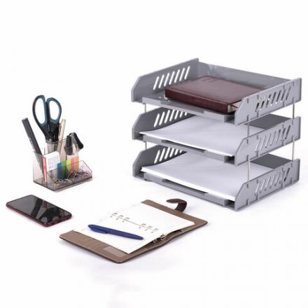 Лотки горизонтальные для бумаг, КОМПЛЕКТ 3 шт., 335х232х246 мм, серый, BRAUBERG FILE, 238108 Лотки горизонтальные для бумаг, КОМПЛЕКТ 3 шт., 335х232х246 мм, серый, BRAUBERG FILE, 238108