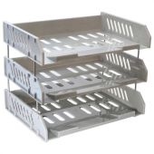Лотки горизонтальные для бумаг, КОМПЛЕКТ 3 шт., 335х232х246 мм, серый, BRAUBERG FILE, 238108