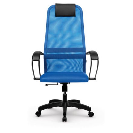 Кресло офисное МЕТТА "SU-B-8" пластик, ткань-сетка, сиденье мягкое, синее
