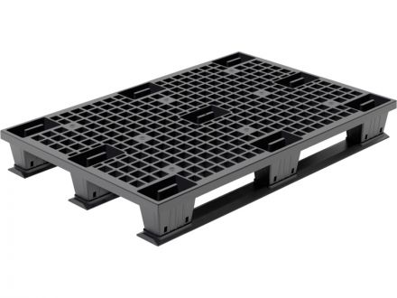 Паллет 1200х800х160 перфорированный, на полозьях цв. чёрный