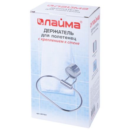 Держатель-кольцо для полотенец LAIMA, хромированная сталь, крепление к стене, 607431 Держатель-кольцо для полотенец LAIMA, хромированная сталь, крепление к стене, 607431