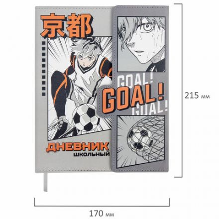 Дневник 1-11 класс 48 л., кожзам (твердая), магнитный клапан, ЮНЛАНДИЯ, "Goal", 106929