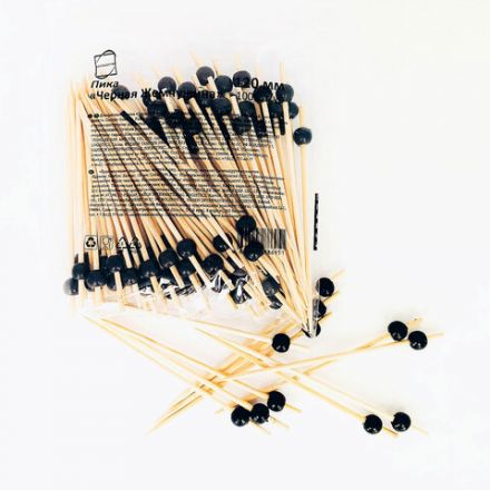 Пики для канапе бамбуковые "Жемчужина Черная", 12 см, 100 шт., КП, 138292 Пики для канапе бамбуковые "Жемчужина Черная", 12 см, 100 шт., КП, 138292