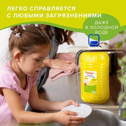 Средство для мытья посуды 5 л, ЛЮБАША "Лимон", ПЭТ СПб