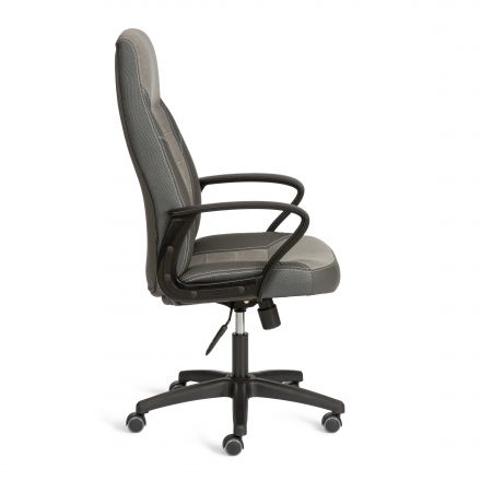 Кресло INTER (24) кож/зам/флок/ткань, серый/металлик, C-36/29/TW-12