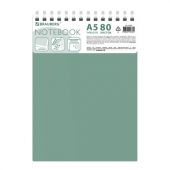 Блокнот А5, 80 л., силиконовый гребень, обложка пластик, клетка, BRAUBERG, зеленый, 117560