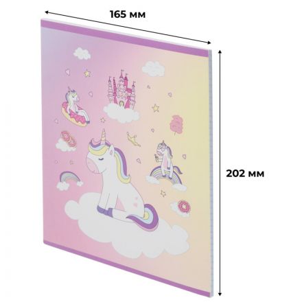 Тетрадь общая А5 48л Uniland роз,клет,скреп, ВД-лак