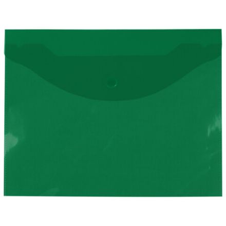 Папка-конверт с кнопкой прозрачная МАЛОГО ФОРМАТА А5, BRAUBERG UNIVERSAL, зеленая, 0,15 мм, 273069