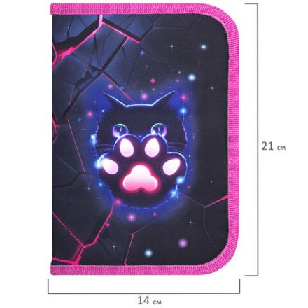 Пенал BRAUBERG, 1 отделение, 1 откидная планка, полиэстер, 21х14 см, "Pink lava", 273522