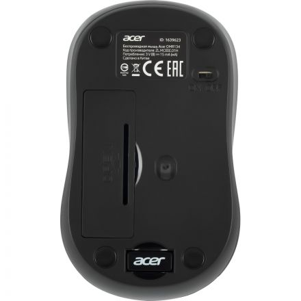 Мышь компьютерная Acer OMR134 серый оптичес. 1000dpi/2but беспровод. USB