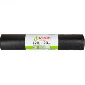 Мешки для мусора ПВД 120л 40мкм 20шт/рул черные 70х110см особо проч Акос