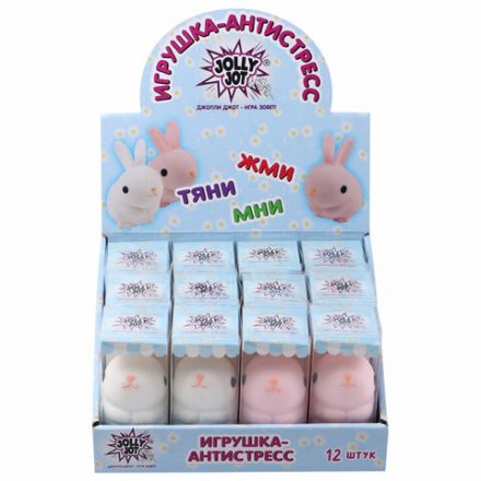 Игрушка-антистресс "ЗАЙЧИК-УШАСТИК", 9х7 см, ассорти, 2 цвета, JOLLY JOT (ДЖОЛЛИ ДЖОТ), 665801