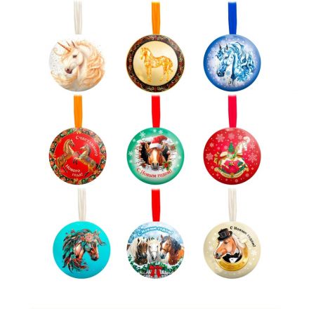 Шар Елочное украшение - Символ года с пожеланием 6,5х6,5х6,5см арт.95092 Шар Елочное украшение - Символ года с пожеланием 6,5х6,5х6,5см арт.95092