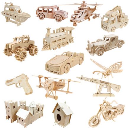 Сборная модель из дерева, АССОРТИ, 15 видов, РК