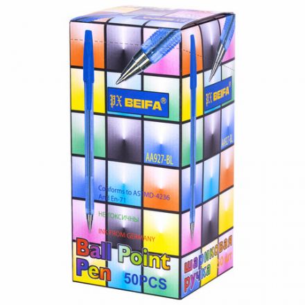 Ручка шариковая BEIFA (Бэйфа) 927, корпус тонированный синий, узел 0,7 мм, линия письма 0,5 мм, AA927-BL Ручка шариковая BEIFA (Бэйфа) 927, корпус тонированный синий, узел 0,7 мм, линия письма 0,5 мм, AA927-BL