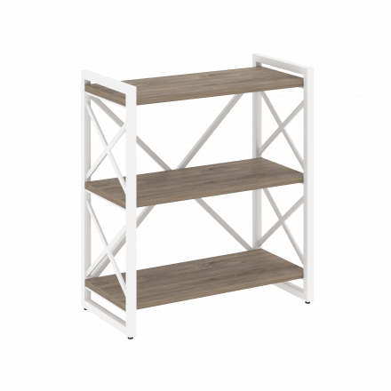 Loft Стеллаж на регулируемых опорах-3 полки VR.L-MST.O-3.8 Тиквуд тёмный/Белый металл 800*400*910